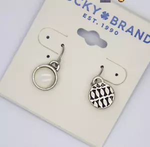 LUCK BRAND silver tone cute bead drop hoop earrings - Picture 1 of 1