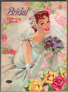 BRIDAL Coloring Book 1961 Whitman #1183 50% Badly Colored in Crayon - Picture 1 of 2