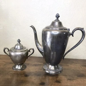 Silverplate Coffee Tea Pitcher - Creamer Dish 2303 2pc Set Vintage Rogers & Bros - Picture 1 of 12