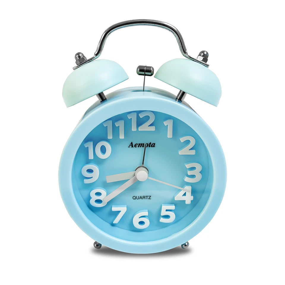 Newpowa 4inches Twin Bell Alarm Clock Small Battery AA Operated Analogock  Alarm - Image 1 of 1