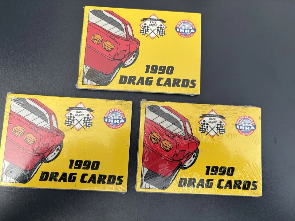 1990 IHRA DRAG CARDS (3pack) CHECKERED FLAG OFFICIAL LICENSED Sports Cards - Image 1 of 2