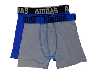 Adidas Boys Climalite Boxer Briefs 2-Pair Pack Blue/Grey Size L (14/16) 00899 - Picture 1 of 2