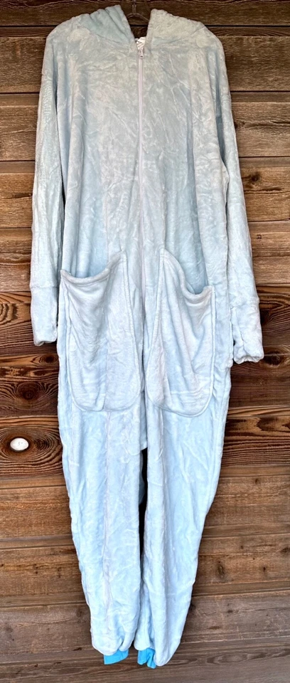 Pijama fantasia gato gatinho adulto peça única azul multicolorido com capuz em excelente estado usado tamanho GG - Imagem 1 de 3