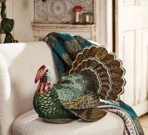 2024 John Derian Target Beaded Fall Turkey Pillow Thanksgiving Decor NEW - Picture 1 of 23