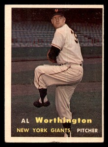 1957 Topps Al Worthington Rookie RC #39 GD Baseball Card