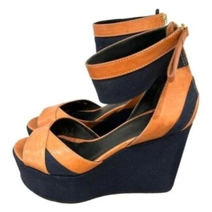 Women's Pierre Hardy Leather Platform Wedges, size 38 - Picture 1 of 8