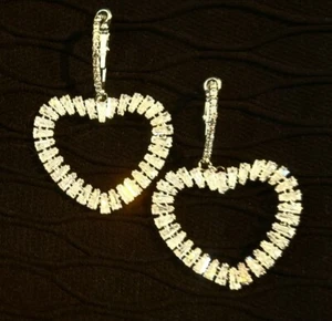 Cezanne Gorgeous Sparkly Crystal Heart Earrings Wedding Bride Sensitive Skin NEW - Picture 1 of 10