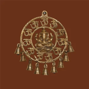 Lord Ganesha Messing mit Glocke Wandbehang, Messing Indische Wohndeko, Diwali Dekor - Bild 1 von 6