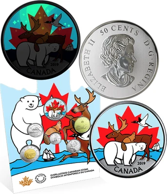 2019 Canada Everlasting Canadian icons 6 coin set + colour 50 cent - Image 1 of 3