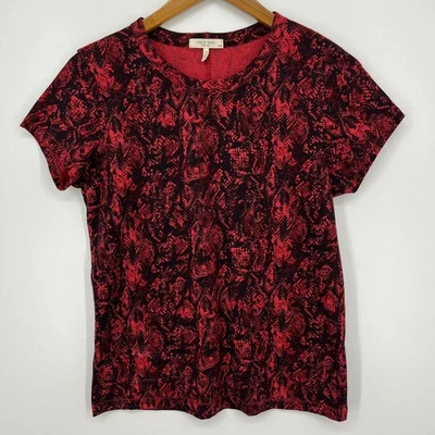 Rag & Bone T-Shirt Women's M Red Short Sleeve Abstract Print 100% Organic Cotton - Image 1 of 4