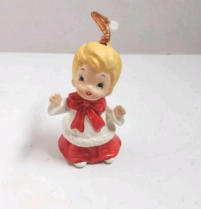 50er Jahre Weihnachten Chorknabe Figur Josef Original, Vintage rote Schleife Sänger Kirche - Bild 1 von 10