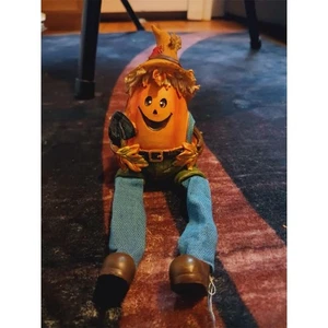 Halloween Pumpkin in Jeans Figurine Shelf Sitter 3.5" Whimsical Decor - Imagen 1 de 6