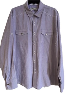 Camicia Caviar Dremes con bottoni 2XL viola a righe doppio bottone/rotolo linguetta manica - Foto 1 di 8