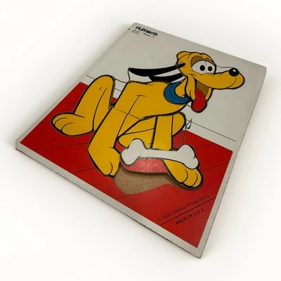 Vintage Disney Pluto Wooden Puzzle Playskool 1970s Classic Kids Toy Made in USA - Image 1 of 3