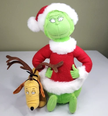 Vintage Hallmark Plush 17" Grinch + Dog Max Dr Suess 1998 Christmas EUC - Image 1 of 4