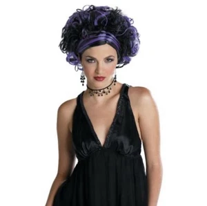 Wicked Widow Wig Halloween Wig Black w/ Purple Highlights Cosplay Wig Adult - Picture 1 of 1