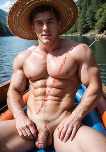 Nude Male Model Photo Muscular Handsome Shirtless Hunk Abs Hot Jock Print M1977 - Bild 1 von 4