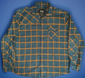 Howler Brothers Harker’s Flannel Shirt Mens L Green and Orange Plaid Button Up - Picture 1 of 10