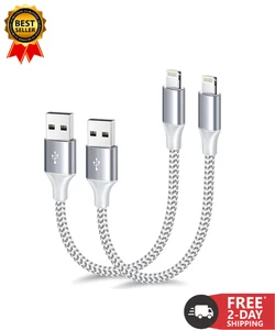 Apple Mfi Certified Short Iphon'e Charger 1Ft 2Pack,Usb a to Lightning Cord Nylo - Picture 1 of 12