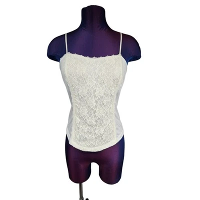 Camiseta sin mangas vintage Y2K Weavers marfil encaje cami bustier talla mediana juniors N13 Foto 1 de 4