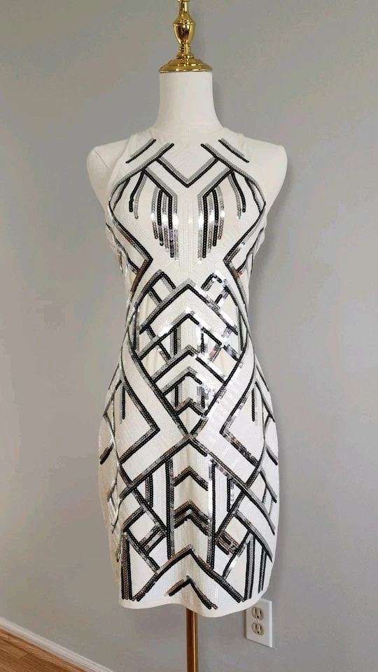 Mini Vestido de Fiesta Express Para Mujer Talla XS Lentejuelas ceñido al cuerpo Cóctel Nuevo con Etiquetas Foto 1 de 4