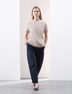 M&S - Autograph Damen Beige Viskose Crew Kurzarm Frauen T-Shirt - Bild 1 von 12