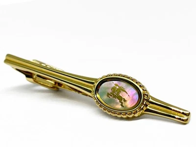 Burberry Tie clip bar pin Horse mark Oval Shell Gold plated L6cm unused no Box - Image 1 of 4