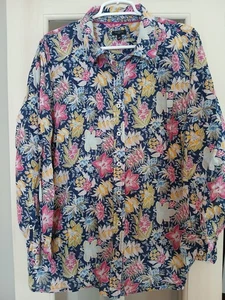Talbots Women’s Size 2X Longsleeve Floral Button Up 100% Cotton Blouse EUC - Picture 1 of 5