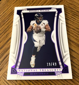 2022 National Treasures RUSSELL WILSON "PURPLE" #'d 19/49 SP - DENVER BRONCOS - Picture 1 of 2