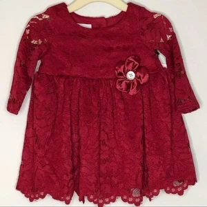 Pippa & Julie Pastourelle Flower Trim Lace Dress Long Sleeve Formal Wedding 3-6M - Picture 1 of 10