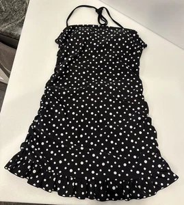 Xhilaration Traje de Baño Top Halter M Acolchado Negro/Blanco Lunares Playa Vestido de Natación - Imagen 1 de 17