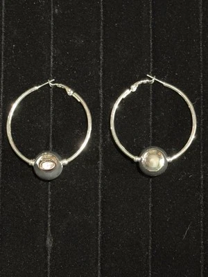 Joan Rivers Silver Finish hoop earrings with a ball accent leverback - Изображение 1 из 4