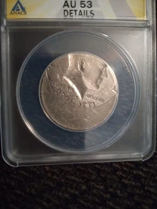 Brockage error coin US 40% off center; 1976-D Kennedy half Dollar ANACS AU 53 - Picture 1 of 4