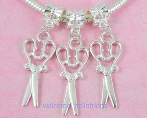 30pcs Silver Plated Scissors Dangles Charms Fit European Bracelet SY33 - Picture 1 of 2