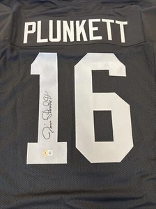Jim Plunkett Signed Raiders Custom XL Black Jersey in Black pen w/ Beckett Coa - Picture 1 of 8