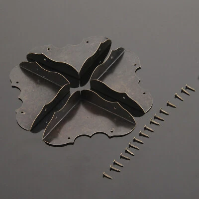 4pcs Retro Jewelry Chest Wood Box Decorative Feet Leg Corner Protectors & Nails - image 1 of 4