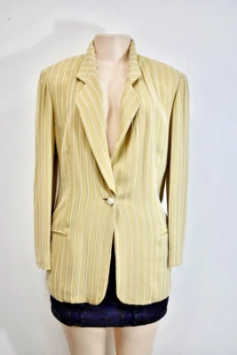 Chaqueta/BLAZER elegante para mujer Pamela Dennis beige perla con cuentas talla 6 a la venta Foto 1 de 4