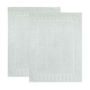 Leo Cotton Solid Modern Geometric Border Thick Heavy Washable Bath Mat Set of 2 - Picture 1 of 155