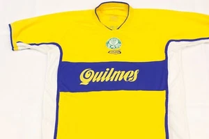 Vintage Palmeiras Brasil Shirt Jersey Brazil Quilmes Gold/White/Blue 3 Mens XL - Picture 1 of 5