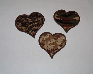 Military "Camouflage Heart" Iron-On Embroidered Patches- Desert, Digital, Jungle - Picture 1 of 4