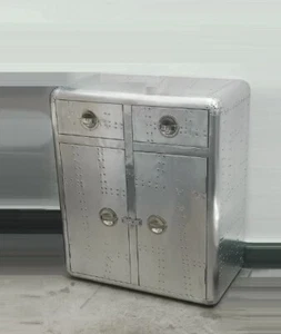 Aviator Sideboard Two Door & Two Drawer Aluminum, Aviator Furniture, Cabinet - Picture 1 of 3