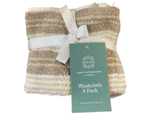 Home Expressions by JCPenney 8 Washcloths Pack in ribbon gift- 100% Cotton- New - Picture 1 of 5