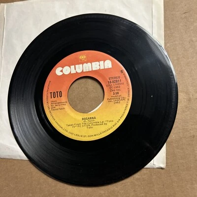 Toto Rosanna/It's A Feeling 1982 Columbia Records 45 - Image 1 of 4