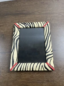 J McLaughlin 5x7 Zebra Print Picture Frame Pony Hair Leather Decorator Tabletop - Picture 1 of 3