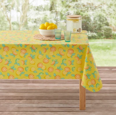 Mainstays 60x84" PEVA Rectangular Tablecloth - Yellow Citrus Fruit - Image 1 of 3