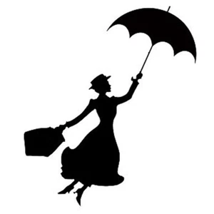 2pcs Mary Poppins Stickers Vinyl Decal Car Door Window Wall Decor Black / White - Picture 1 of 2