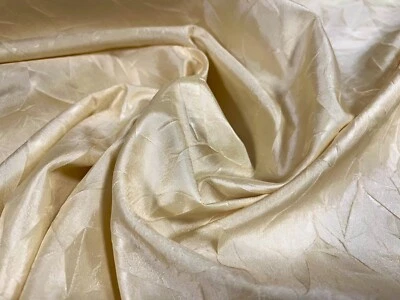 Taffeta Woven Dress Fabric, Per Metre - pressed leaf design - cream - Image 1 of 3