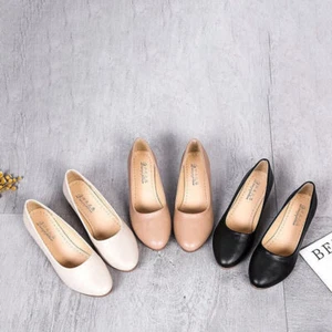 Womens Pumps Shoes Slip On Wedges Non-Slip Round Toe Casual Walking Low Heels - Picture 1 of 27