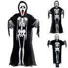Halloween Skelett Cosplay Kostüm mit Maske Handschuhe Erwachsene Kinder Outfit