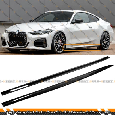 Extensión de faldón lateral negro brillante estilo M 2 puertas para BMW G22 G23 430i M440i 2021-25 Foto 1 de 4